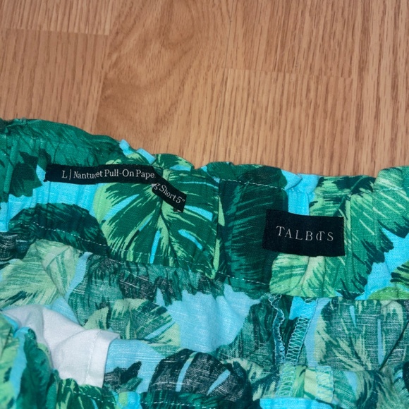 Talbots Green Palm Nantucket Pull-On Stretch Waist Paperbag 5” Shorts Size Large - Picture 7 of 10